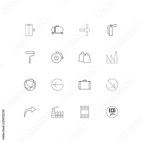Industry linear thin icons set. Outlined simple vector icons