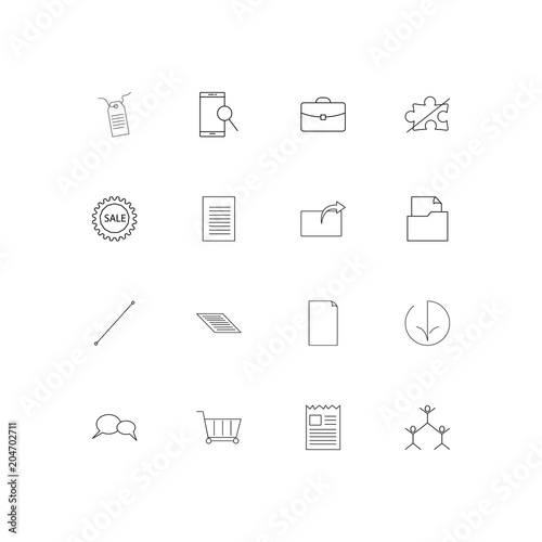 Business linear thin icons set. Outlined simple vector icons