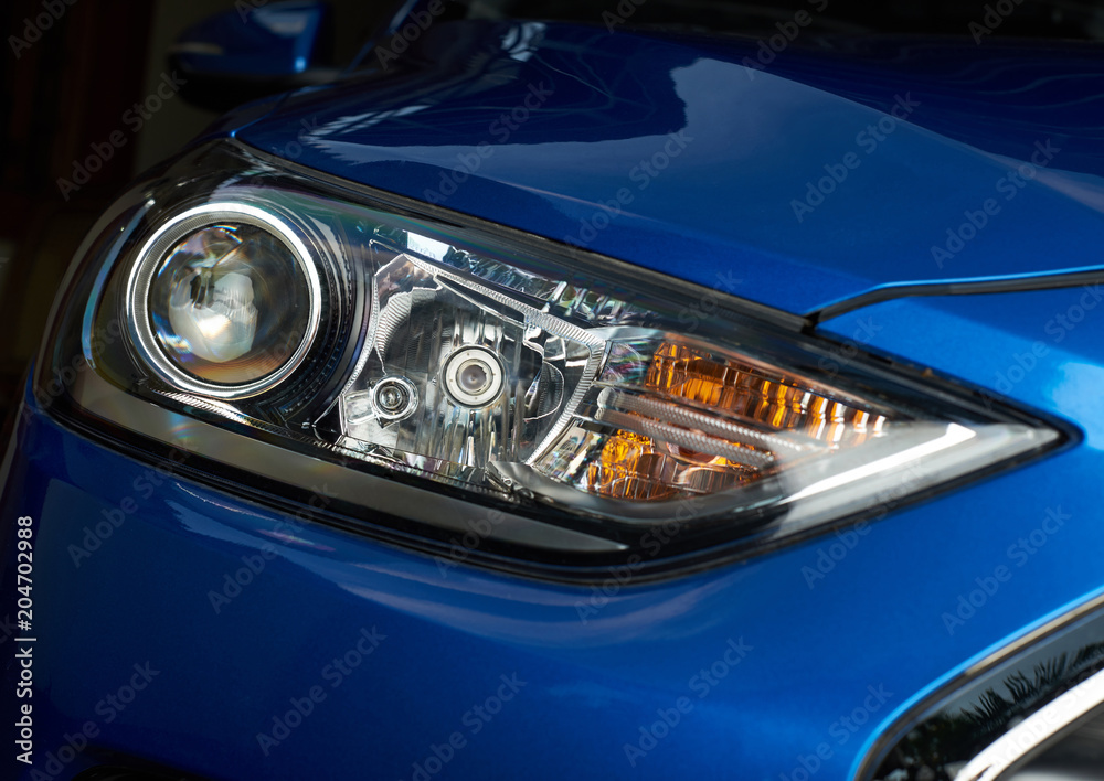 Close-up of car headlight
