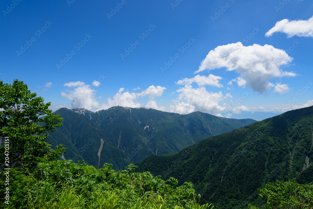 南アルプス　鳳凰三山　北岳からの眺め