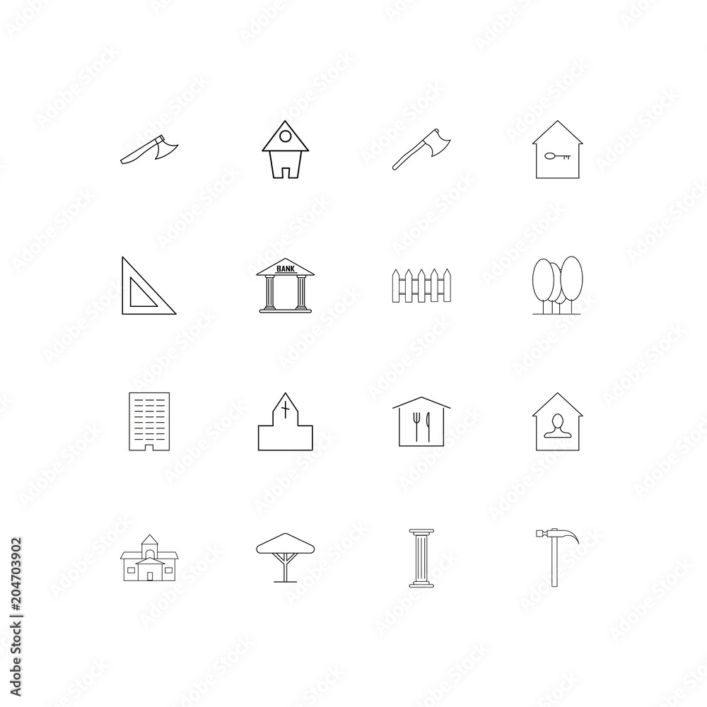 Buildings And Constructions linear thin icons set. Outlined simple vector icons Buildings And Constructions linear thin icons set. Outlined simple vector icons