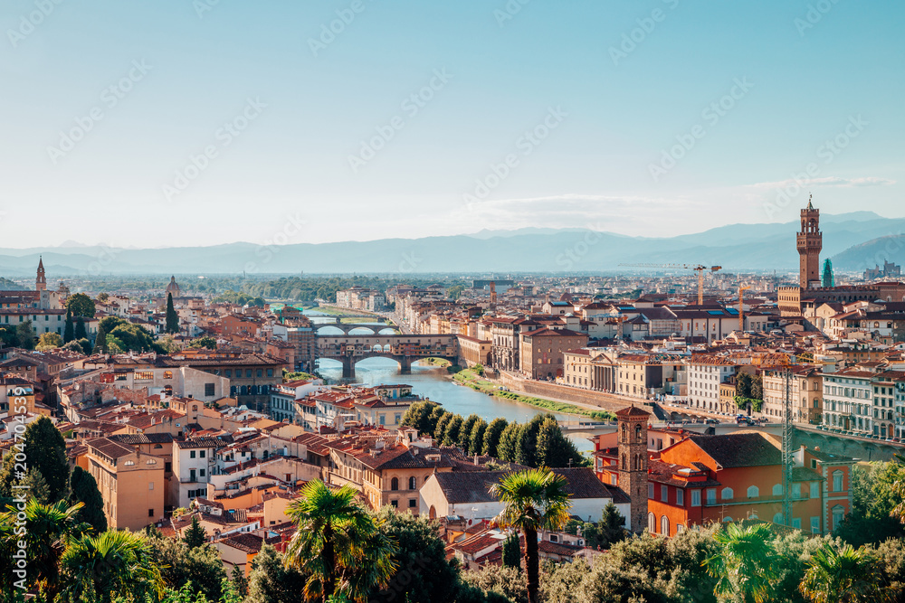 View of Florence cityscape from Piazzale Michelangelo in Italy
