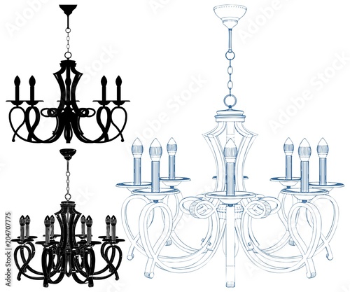 Luster Chandelier Isolated Illustration On White Vector 