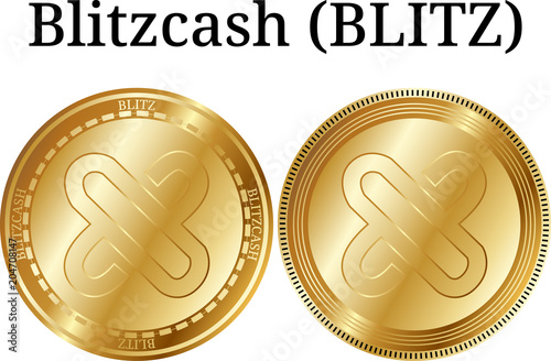 Set of physical golden coin Blitzcash (BLITZ) photo