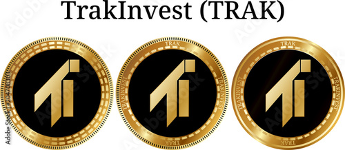 Set of physical golden coin TrakInvest (TRAK)