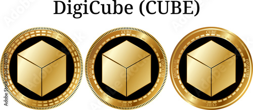 Set of physical golden coin DigiCube (CUBE)