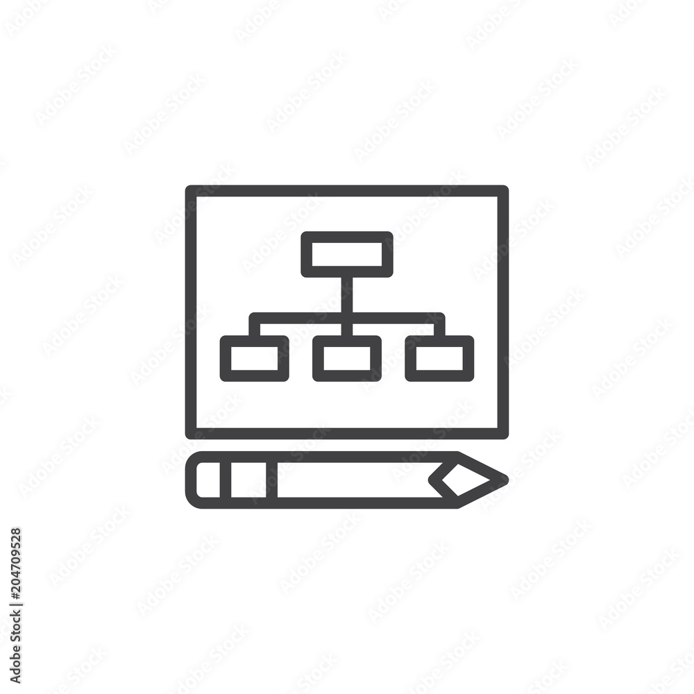 Business plan outline icon. linear style sign for mobile concept and web design. Planning simple line vector icon. Organizational chart symbol, logo illustration. Vector graphics Business plan outline icon. linear style sign for mobile concept and web design. Planning simple line vector icon. Organizational chart symbol, logo illustration. Vector graphics