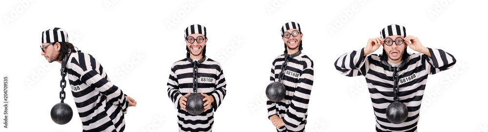 Prison inmate isolated on the white background