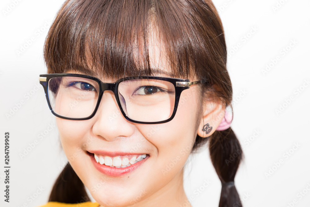 Portrait of business asian glasses women smiling
