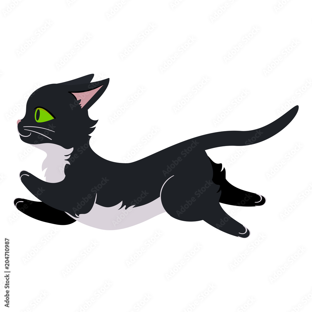 Black cat running Stock Vector Adobe Stock