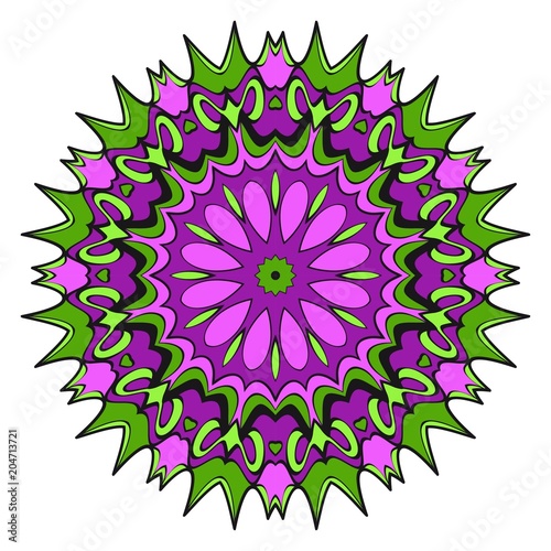 Floral Geometric Pattern with hand-drawing Mandala. Vector illustration. For fabric, textile, bandana, scarg, print. photo