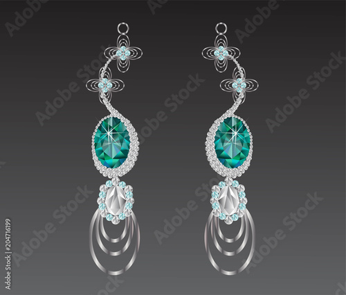 earrings turqouise diamond vector illustration