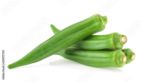 Green okra isolated on the white background photo
