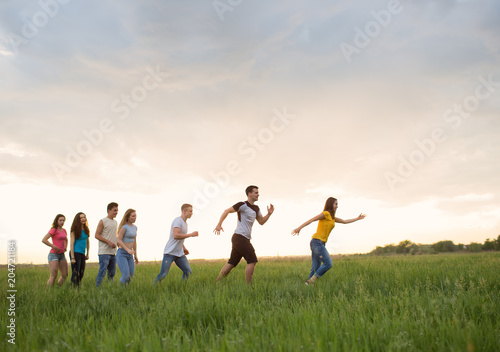 Group of people running