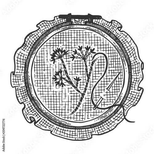 Fancywork cross stitch engraving vector