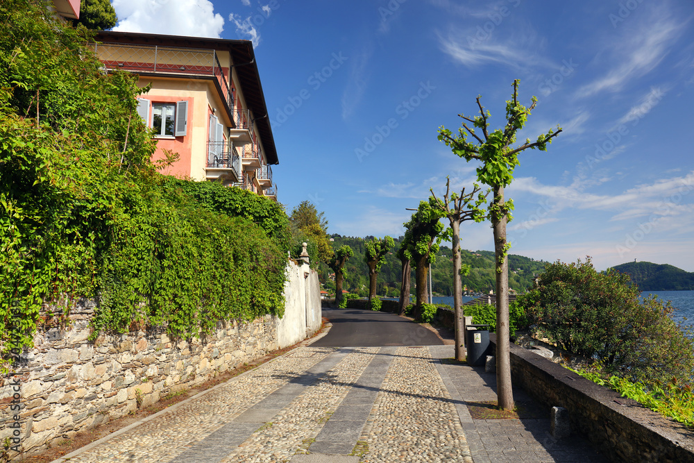 Orta San Giulio, famous and very popular tourist resort and travel destination located in Piedmont, Northern, Italy.