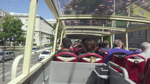 VIENNA, AUSTRIA - MAY 2018 excursion in an open double-decker bus around the city of Vienna photo