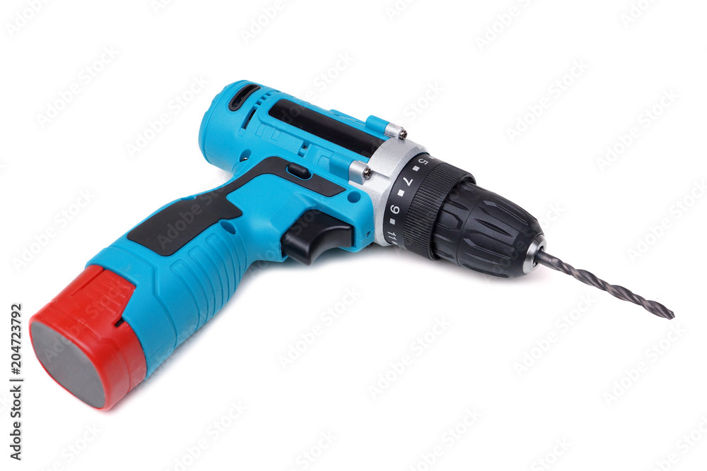 Electric drilling machine isolated on white Electric drilling machine isolated on white
