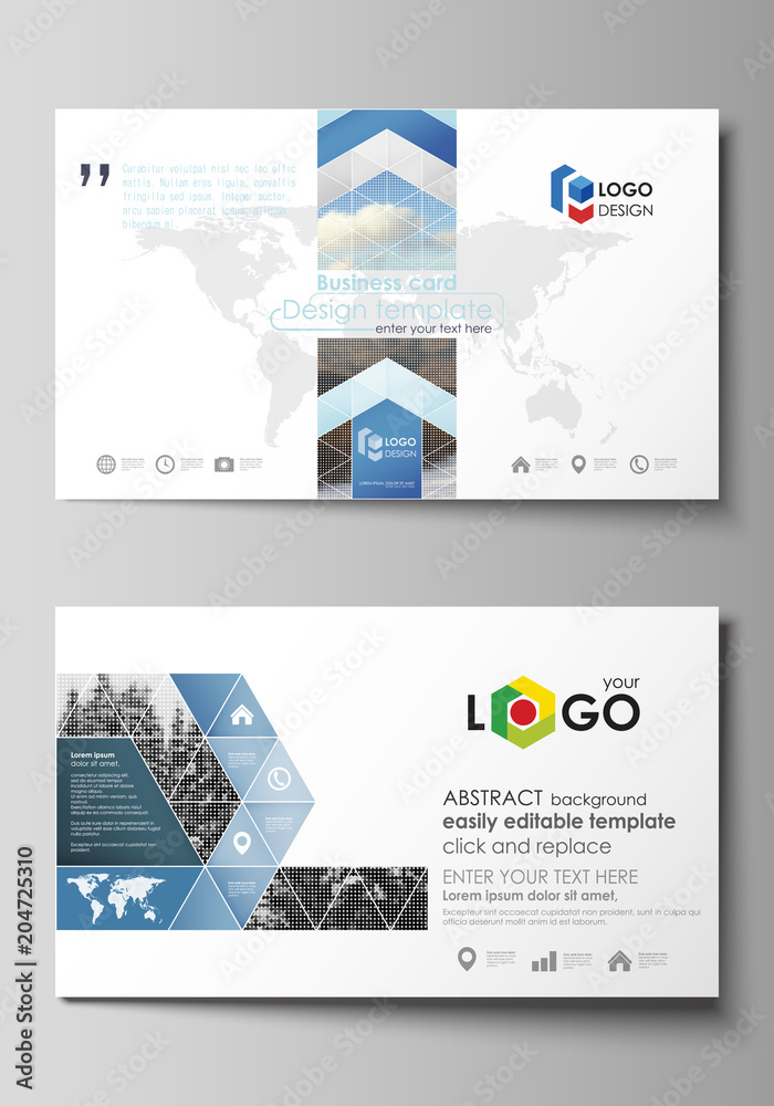 Business card templates. Easy editable layout, vector design template. Abstract landscape of nature. Dark color pattern in vintage style, mosaic texture. Business card templates. Easy editable layout, vector design template. Abstract landscape of nature. Dark color pattern in vintage style, mosaic texture.
