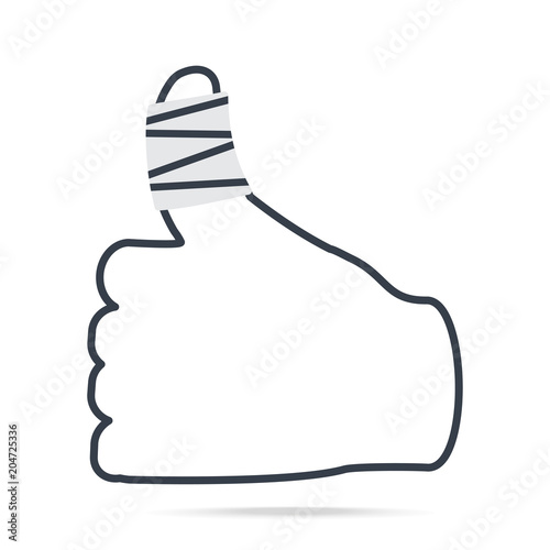 Injured finger and bandage icon. Medical sign simple line icon illustration