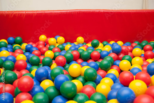 Wallpaper Mural Colourful balls in red box,holiday with colourful balls,Kid toys Torontodigital.ca
