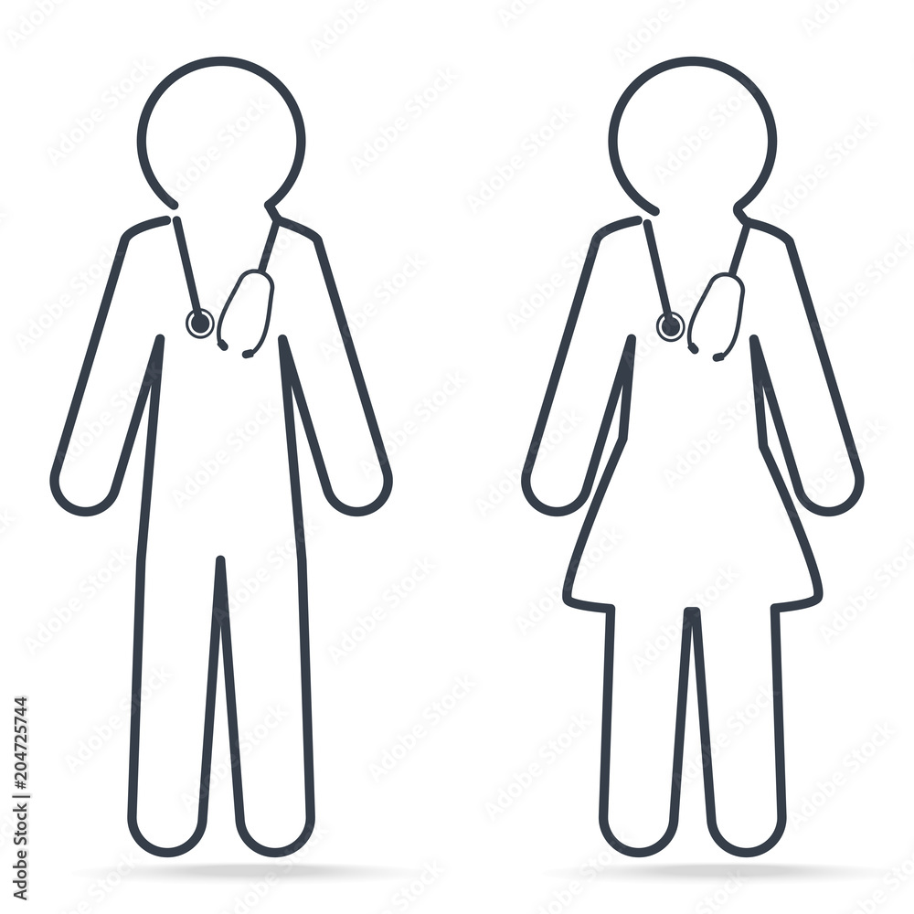 Doctor and Nurse icon. Medical concept simple line icon illustration Doctor and Nurse icon. Medical concept simple line icon illustration