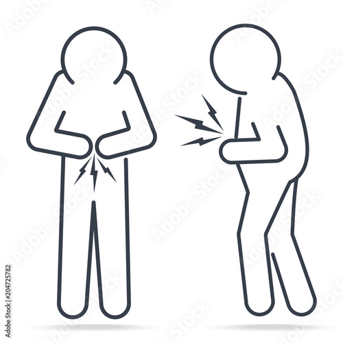 Stomach ache man sign icon. sign simple line icon illustration