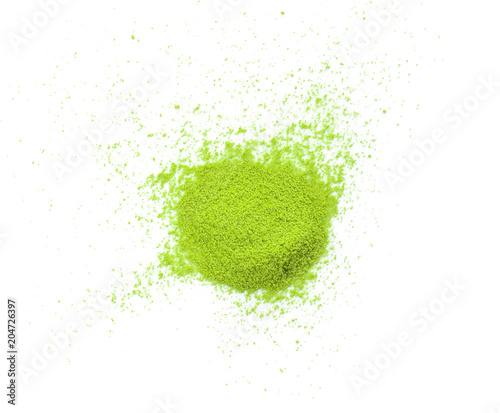 Powdered matcha green tea isolated on white