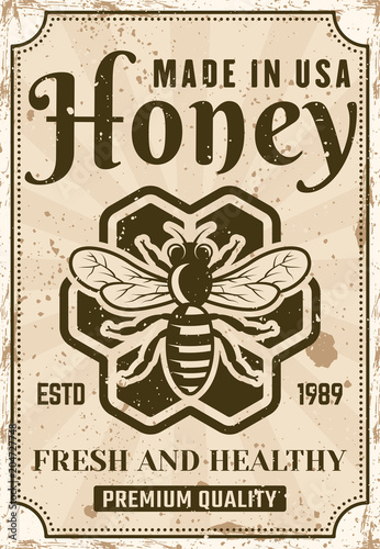 Honey vector advertising poster in vintage style