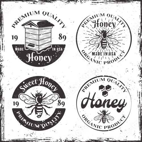 Honey set of four vector round black badges