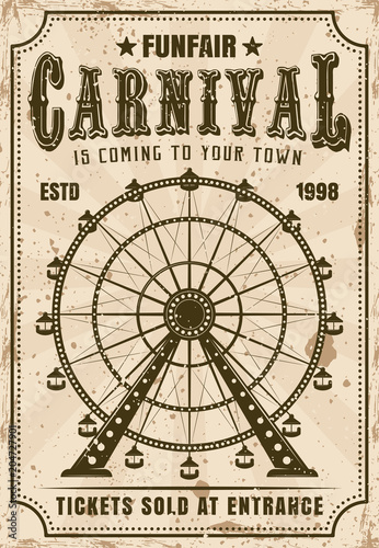Carnival ferris wheel vector invitation poster