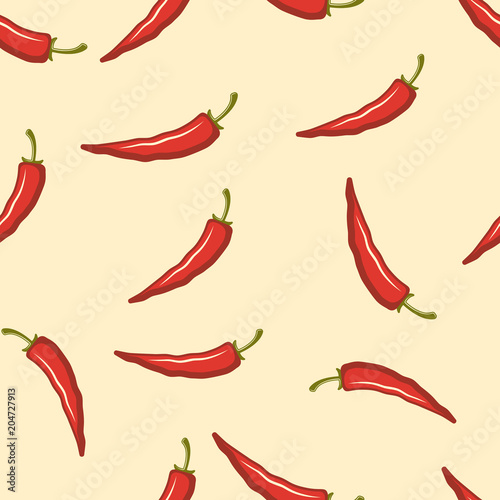 Chili pepper vector colored seamless pattern