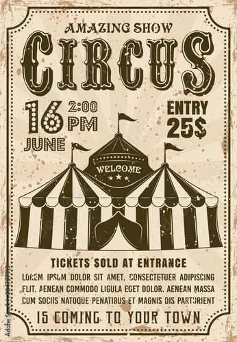 Circus tent vector invitation retro style poster