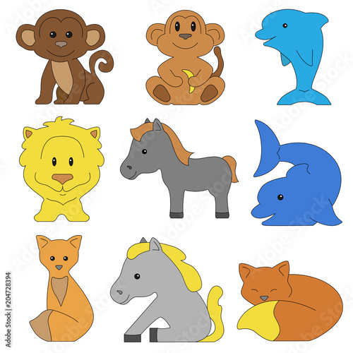 Wallpaper Mural Several animals for a children's book on a white background Torontodigital.ca