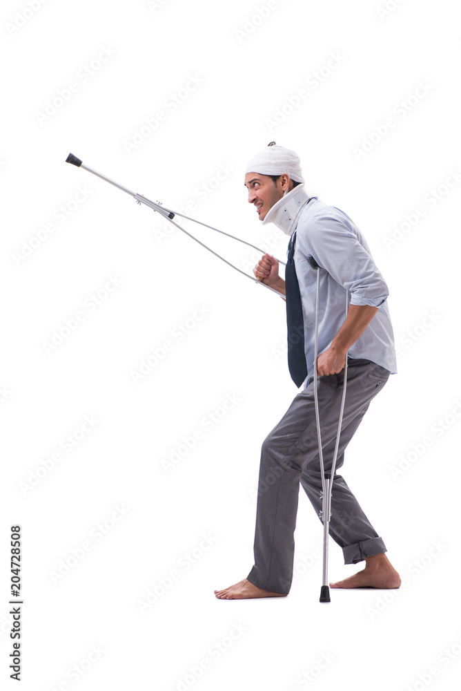Injured businessman isolated on white background Injured businessman isolated on white background