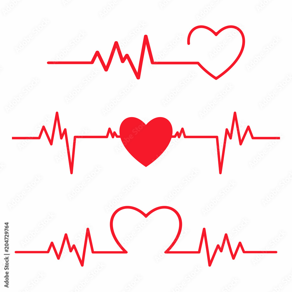 Set of cardiogram design elements. Heartbeat line isolated on white background Set of cardiogram design elements. Heartbeat line isolated on white background