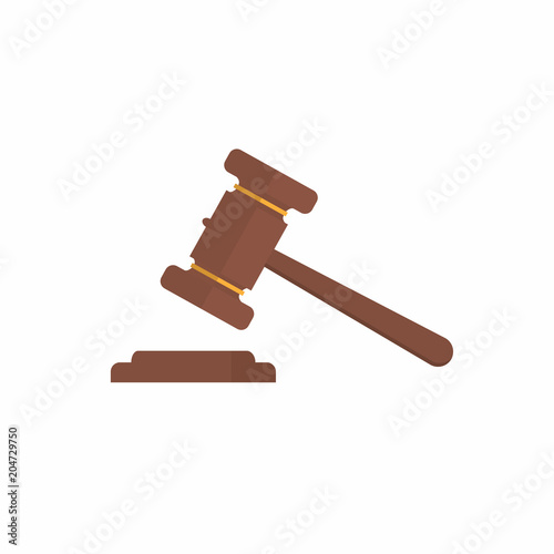 Auction hammer. Wooden gavel of the judge isolated on white background