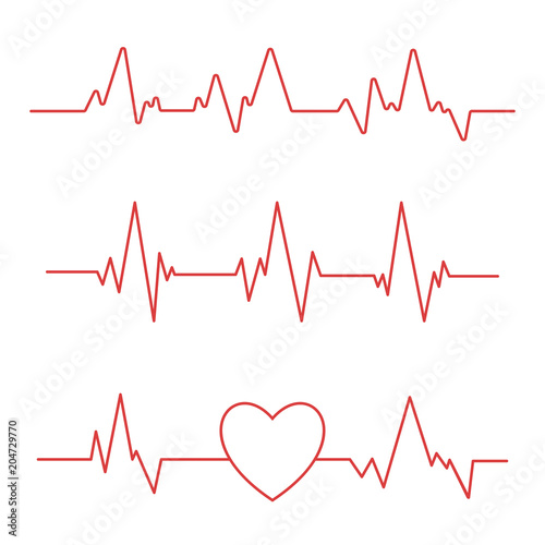 Heartbeat line isolated on white background. Heart Cardiogram icon