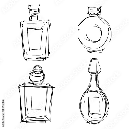 Perfume bottles sketch set
