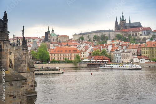 Prague, Czech Republic - April 24, 2018: Prague is the capital of the Czech Republic, the European state. Historical sights. Artistic style post processed photo.