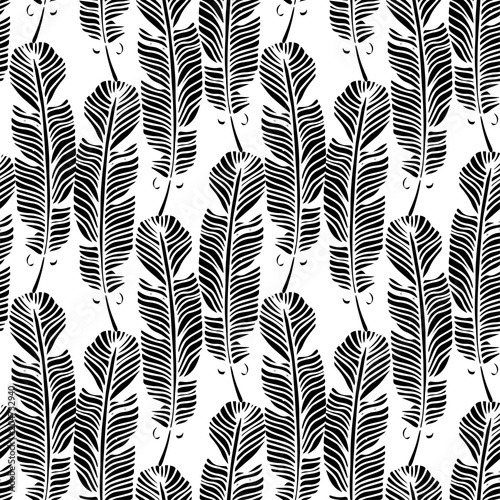 Birds feathers seamless pattern