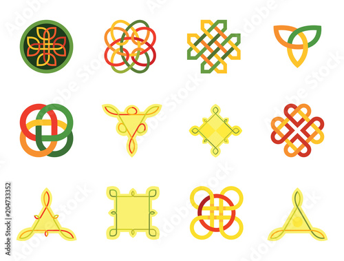 Celtic Ornament Icon Set. Infinite Knot Endless Knot Eternal Element Buddhist Symbol Decorative Element Ornament Symbol Celtic Element Celtic Sign Triqueta Shield Quaternary Knot