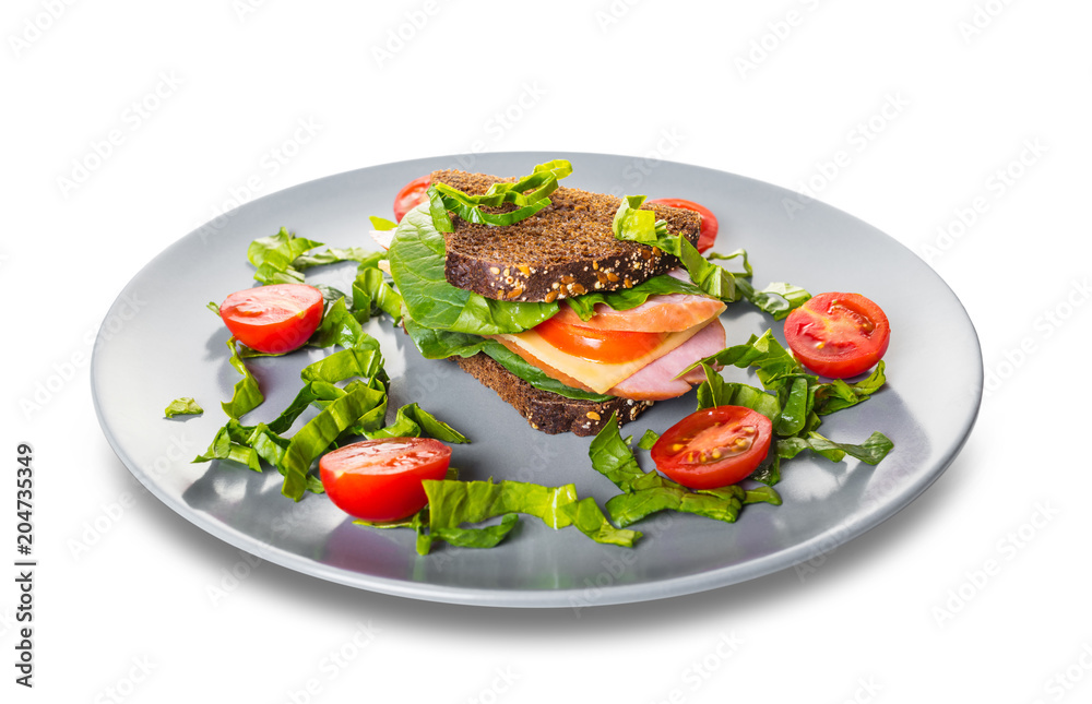 sandwich with salami, cheese and vegetables sandwich with salami, cheese and vegetables