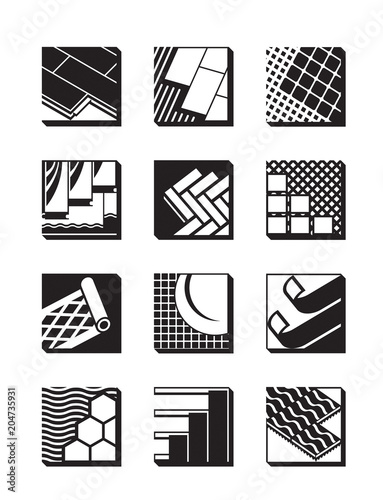 Decorative flooring icon set - vector illustration