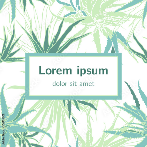 Elegant herbal template. Background with an exotic tropical pattern.