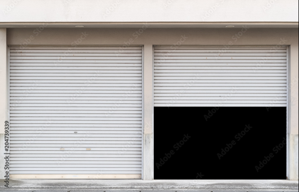 Fototapeta premium Garage with two entrances and open shutter