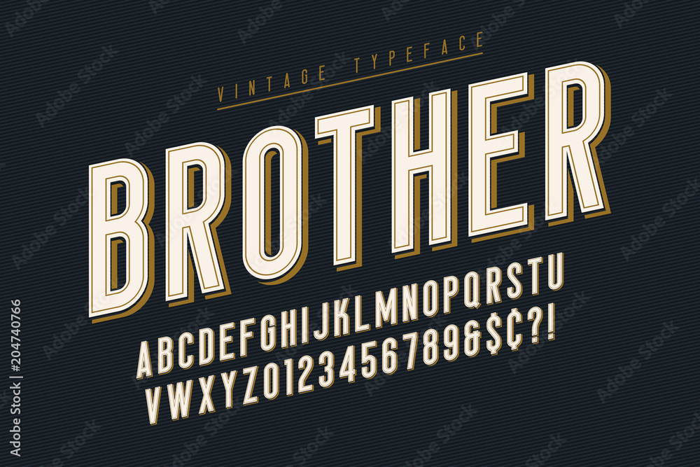 Trendy vintage display font design, alphabet, typeface