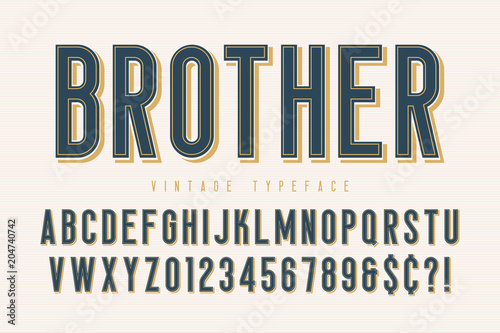 Trendy vintage display font design, alphabet, typeface