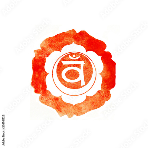 Swadhisthana chakra watercolor design illustration.