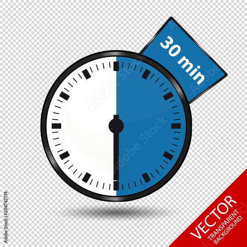 Timer 30 Minuten - Vektor Illustration - Freigestellt auf transparentem Hintergrund